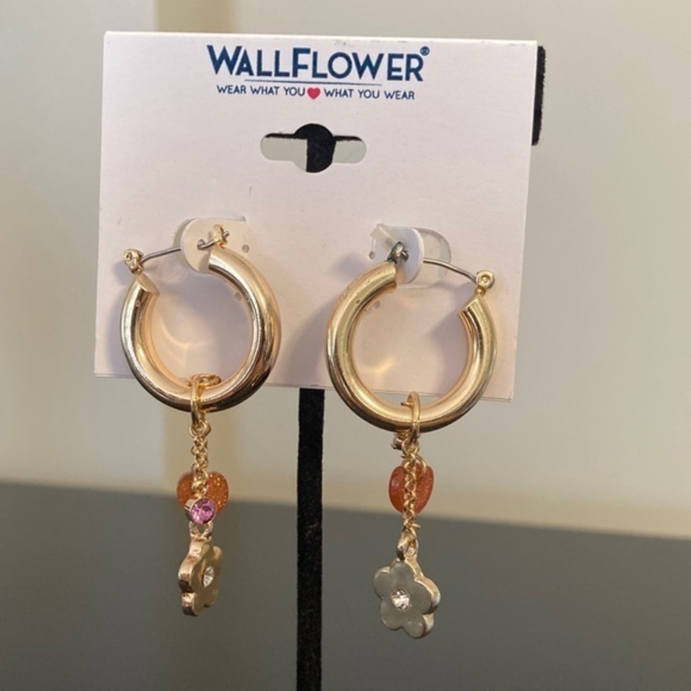 Wallflower Gold Hoop Earrings with Floral Accents